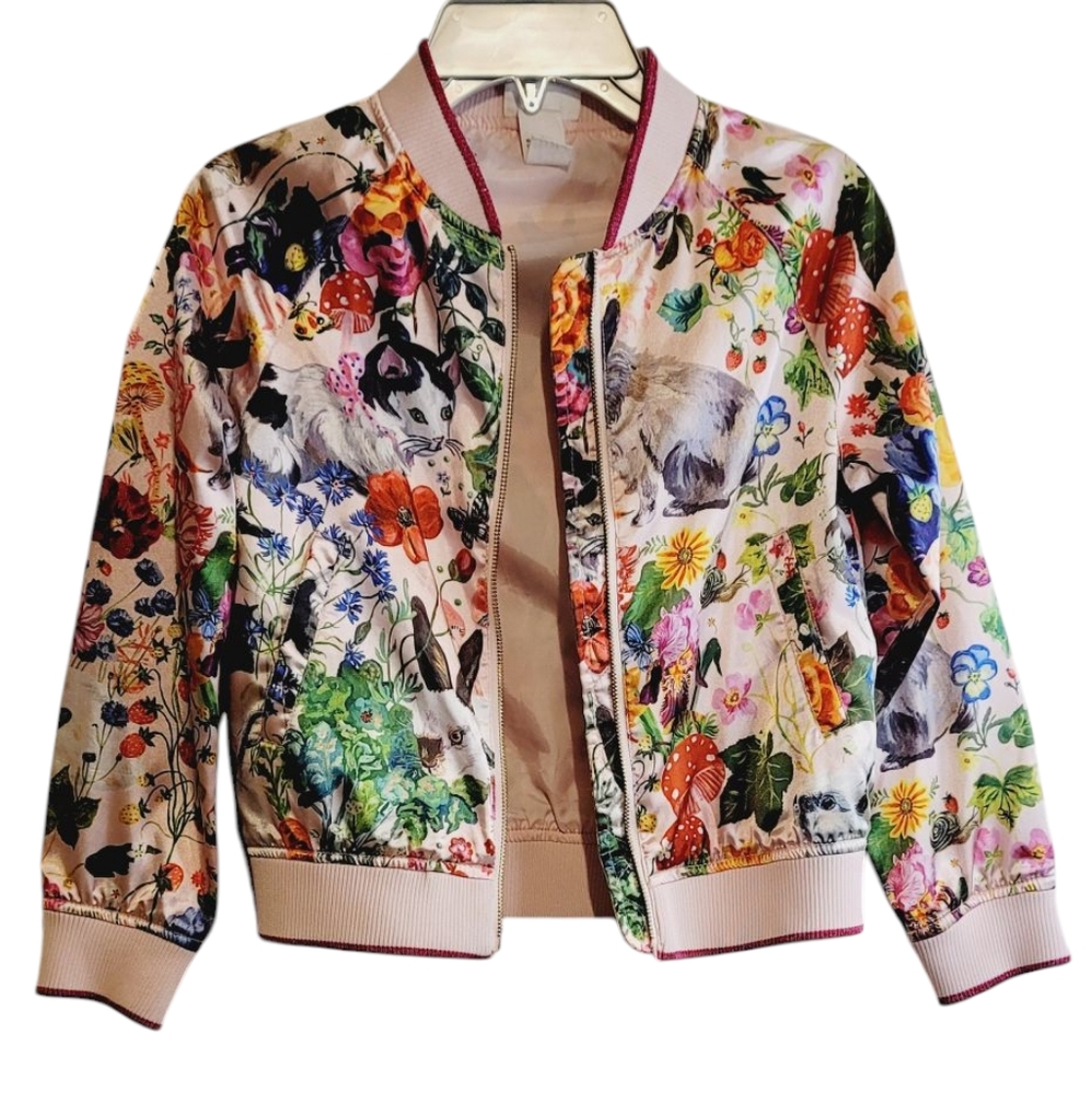 NATHALIE LETE x H&M Satin Bomber Jacket with Floral Print Girls 7-8Y